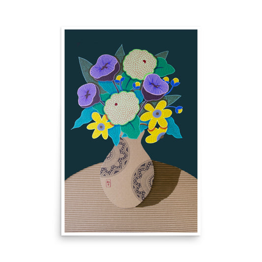 A vase with flowers Green - Poster